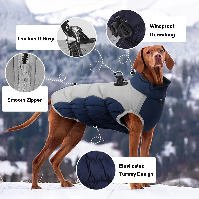 Veste imperméable pour gros chien, vêtements pour chiens de taille moyenne et grande, costume d'hiver pour animaux de compagnie, manteau de bouledogue français, gilet pour Labrador, berger allemand