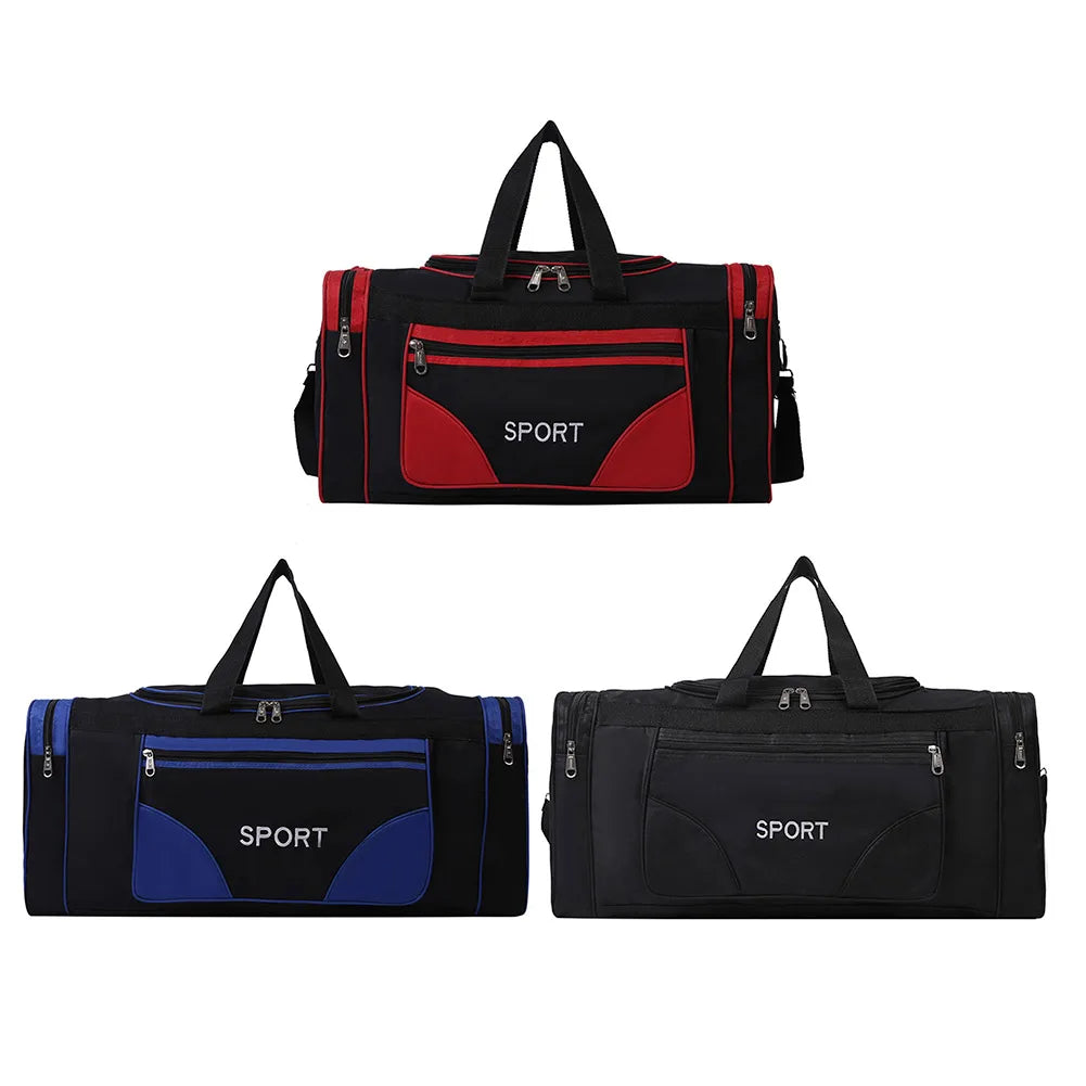 Oxford Fitness Bag Large Capacity Sports Bag Waterproof Wear-resistant Adjustable Shoulder Strap with Zipper for Travel Swimming