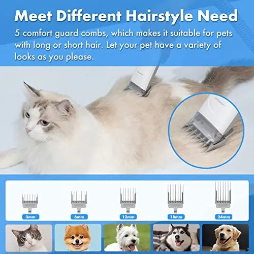 Kit de toilettage pour animaux de compagnie Neabot P2 Aspirateur à outils Aspiration 99 % des poils d'animaux avec 5 outils de toilettage professionnels pour chiens et chats