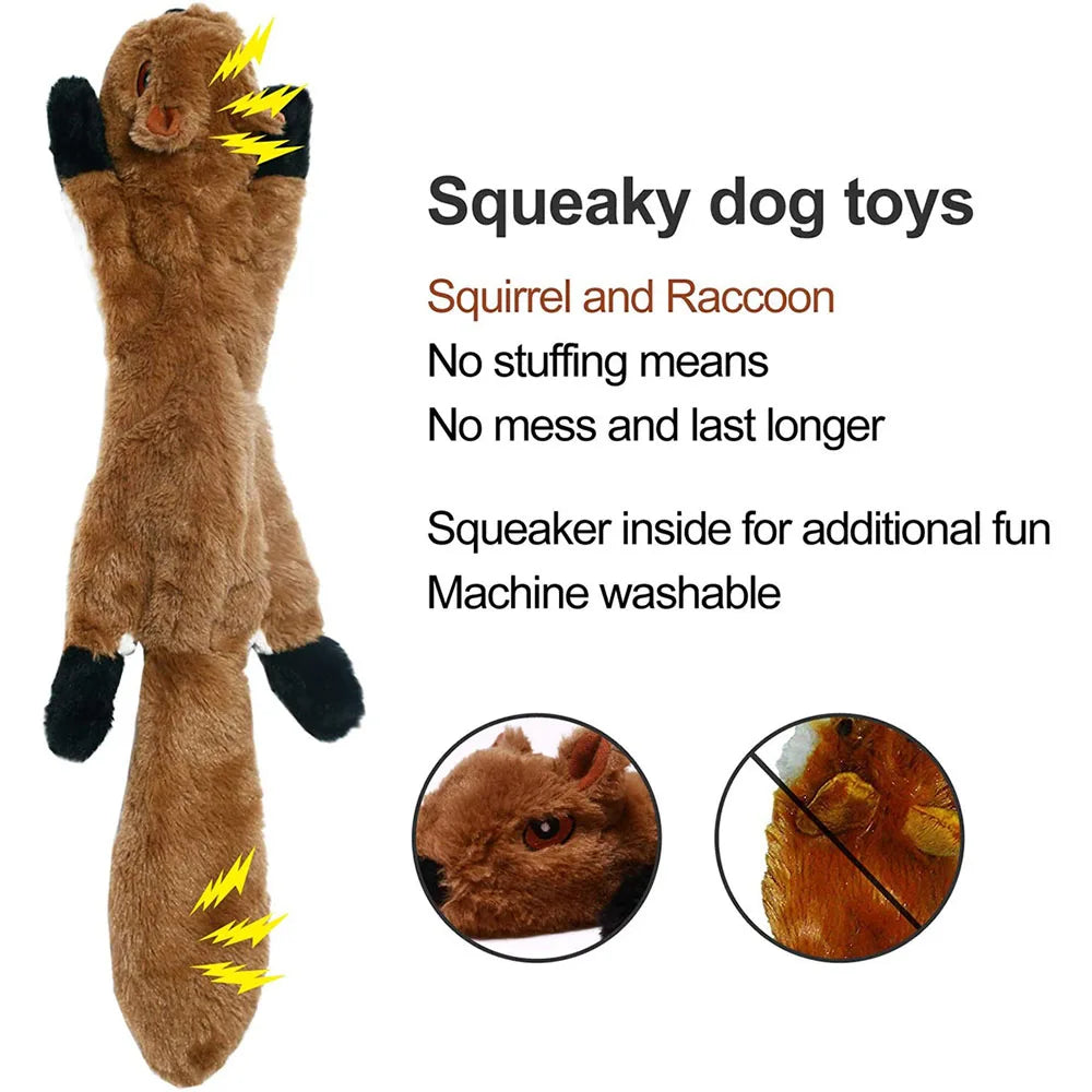 Jouet pour chien amusant en forme d'animal simulé sans rembourrage avec couineurs Jouet à mâcher pour chien en peluche durable sans rembourrage Jouet couineur pour animal de compagnie froissé