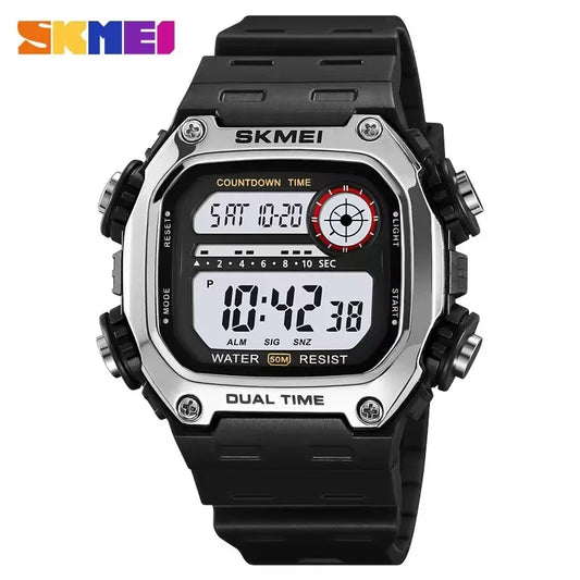 SKMEI 2126 Digital Countdown Sports Watch for Men LED Display Waterproof Stopwatch Mens Wristwatches Alarm Clock Montre Homme