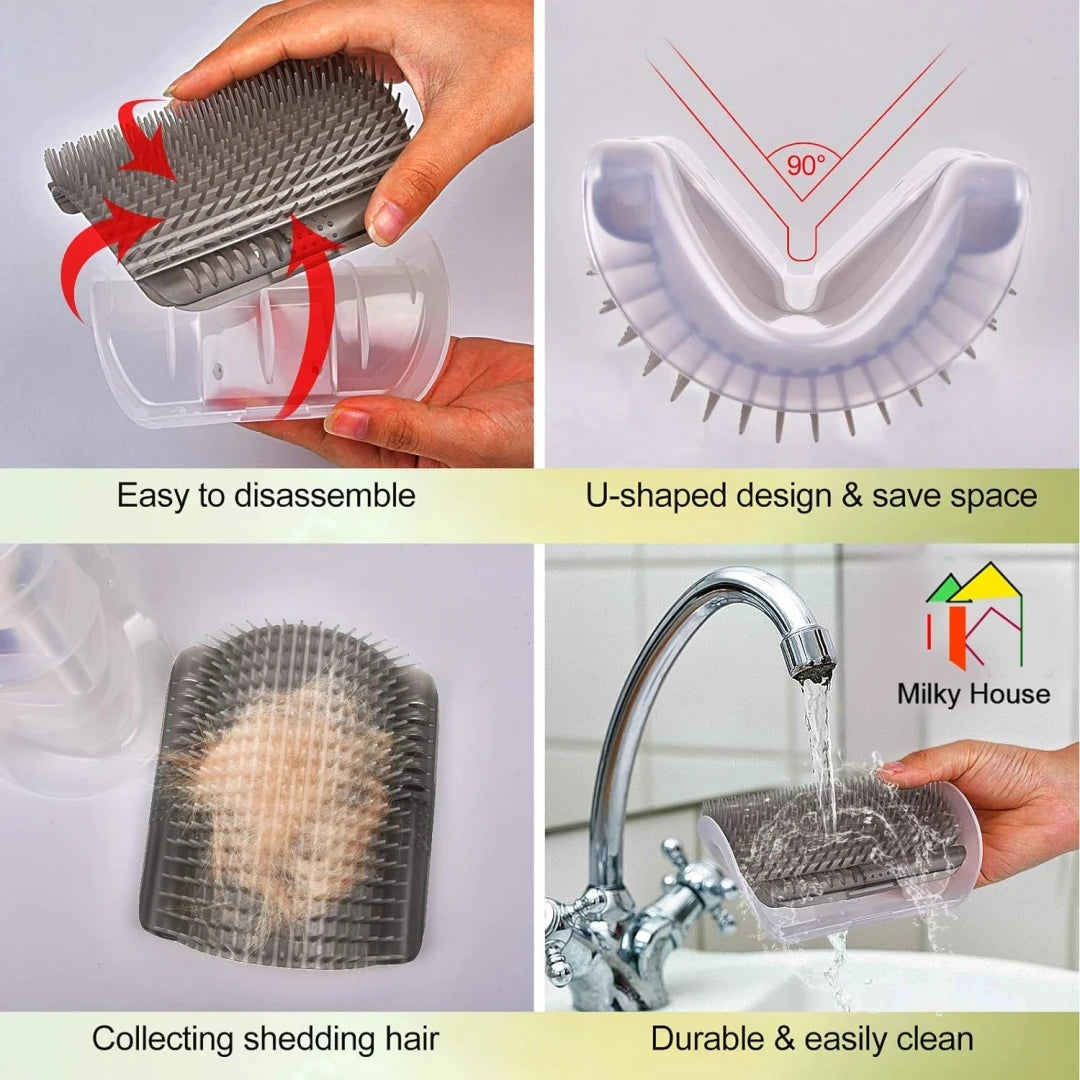 Peigne de massage d'angle mural pour chat, brosse moyenne et douce pour le visage du chat, grattoir pour animaux de compagnie en fourrure