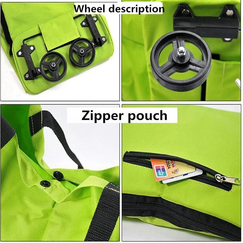 Foldable Shopping Trolley Bag With Wheels Large Reusable Cloth Hand Tote Bolsas Eco Fabric Supermarket Grocery Pull Cart Bag