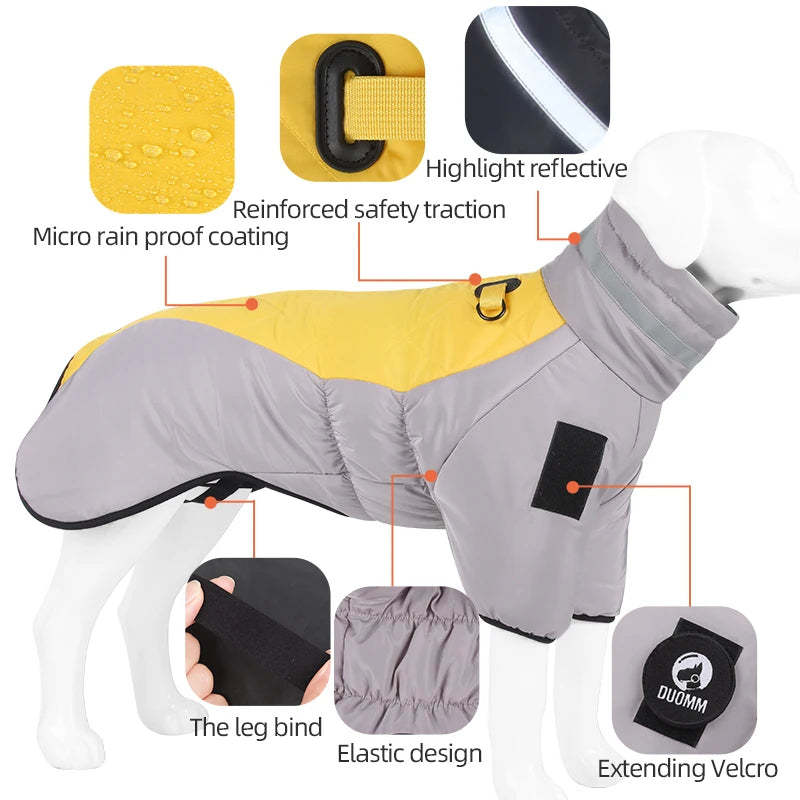 Vêtements d'hiver chauds pour grands chiens, veste imperméable à col haut pour chiens de taille moyenne et grande, manteau pour animaux de compagnie, salopette pour bouledogue français et labrador