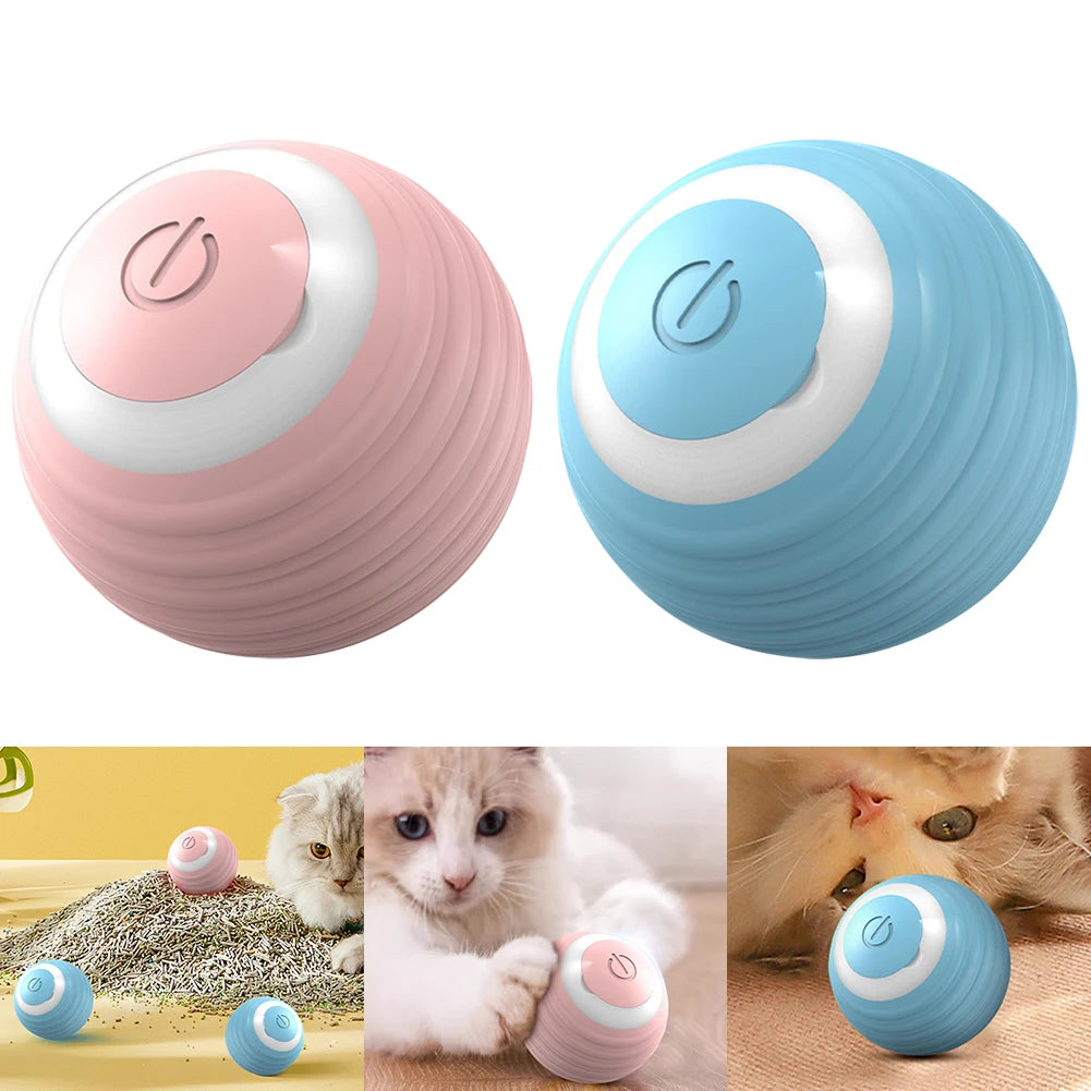 Balle roulante rebondissante à mouvement automatique avec lumières LED Jouet intelligent pour chat Balle auto-mobile Jouet pour chaton d'intérieur