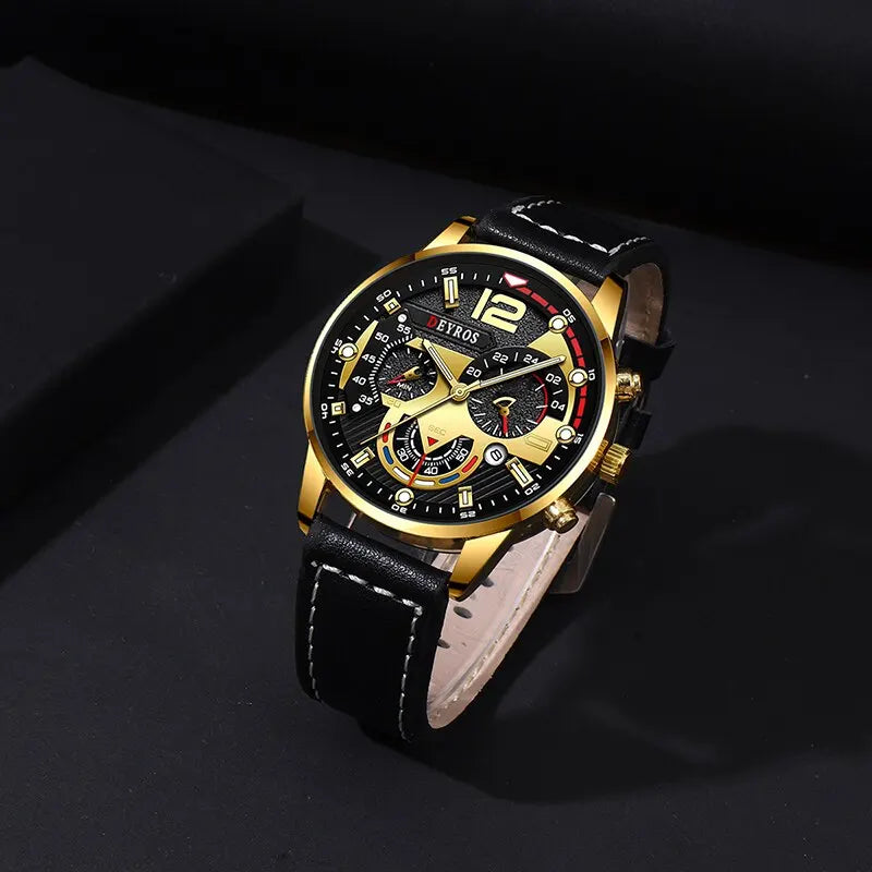 3PCS Set Luxury Mens Watches Men Skull Head Necklace Bracelet Nylon Quartz Watch Male Business Casual Wrist Watch