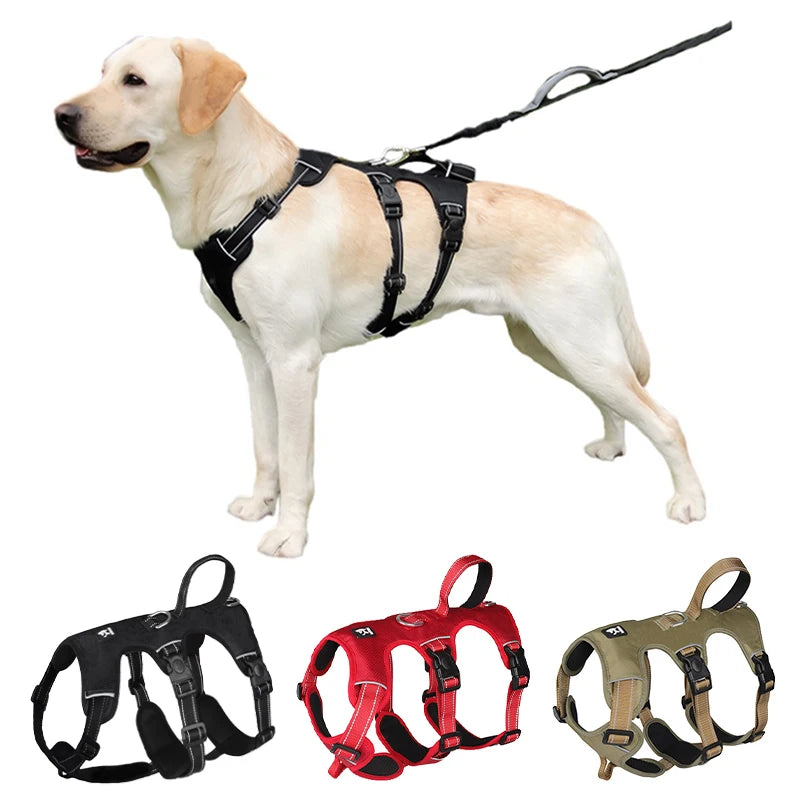 Harnais réfléchissant pour gros chien, harnais de poitrine réglable pour animaux de compagnie, antidéflagrant pour harnais Labrador, petits et grands chiens, fournitures de traction