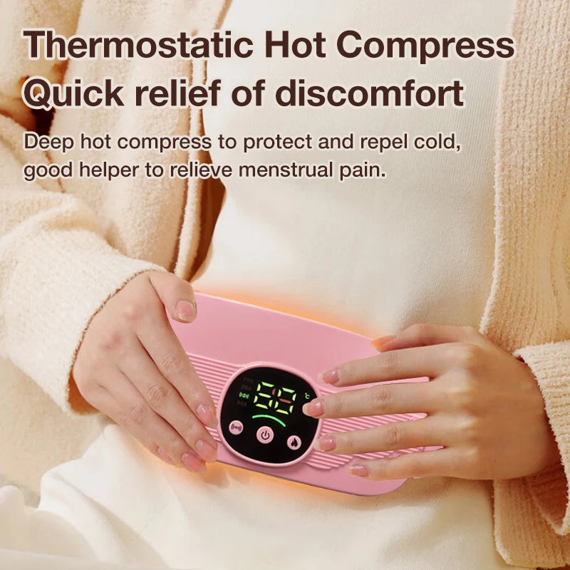 Menstrual Heating Pad Smart Warm Palace Belt Waist Vibration Massage Device Abdominal Massager for Cramps Period Pain Relief