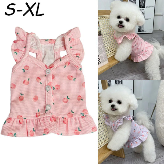 Pet Princess pour chien Petit chien Vêtements Robe de mariée Robe de princesse Printemps Été Doux Doux Manches volantes Jupe Vêtements pour animaux de compagnie