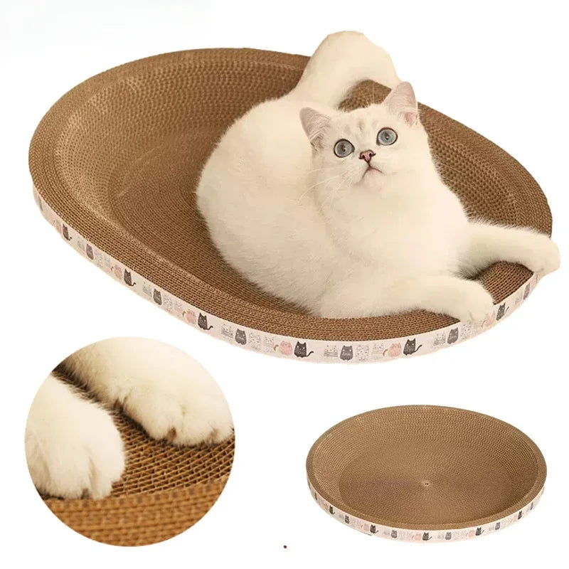 Grattoir à chat ondulé Grattoirs à chat Ronds Ovales Griffe de meulage Jouets pour chats Lit pour chat résistant à l'usure Nid Accessoires pour chat