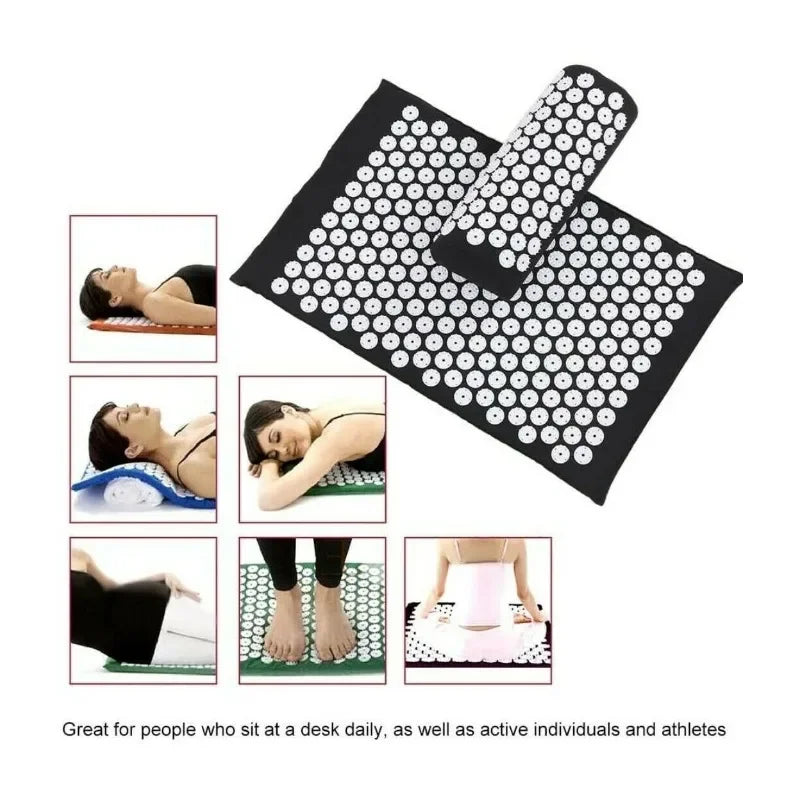 Yoga Massage Mat Acupressure Relieve Stress Back Cushion Massage Yoga Mat Back Pain Relief Needle Pad with Pillow