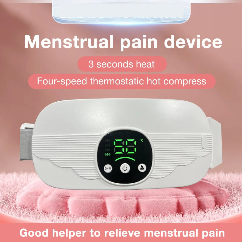 Menstrual Heating Pad Smart Warm Palace Belt Waist Vibration Massage Device Abdominal Massager for Cramps Period Pain Relief