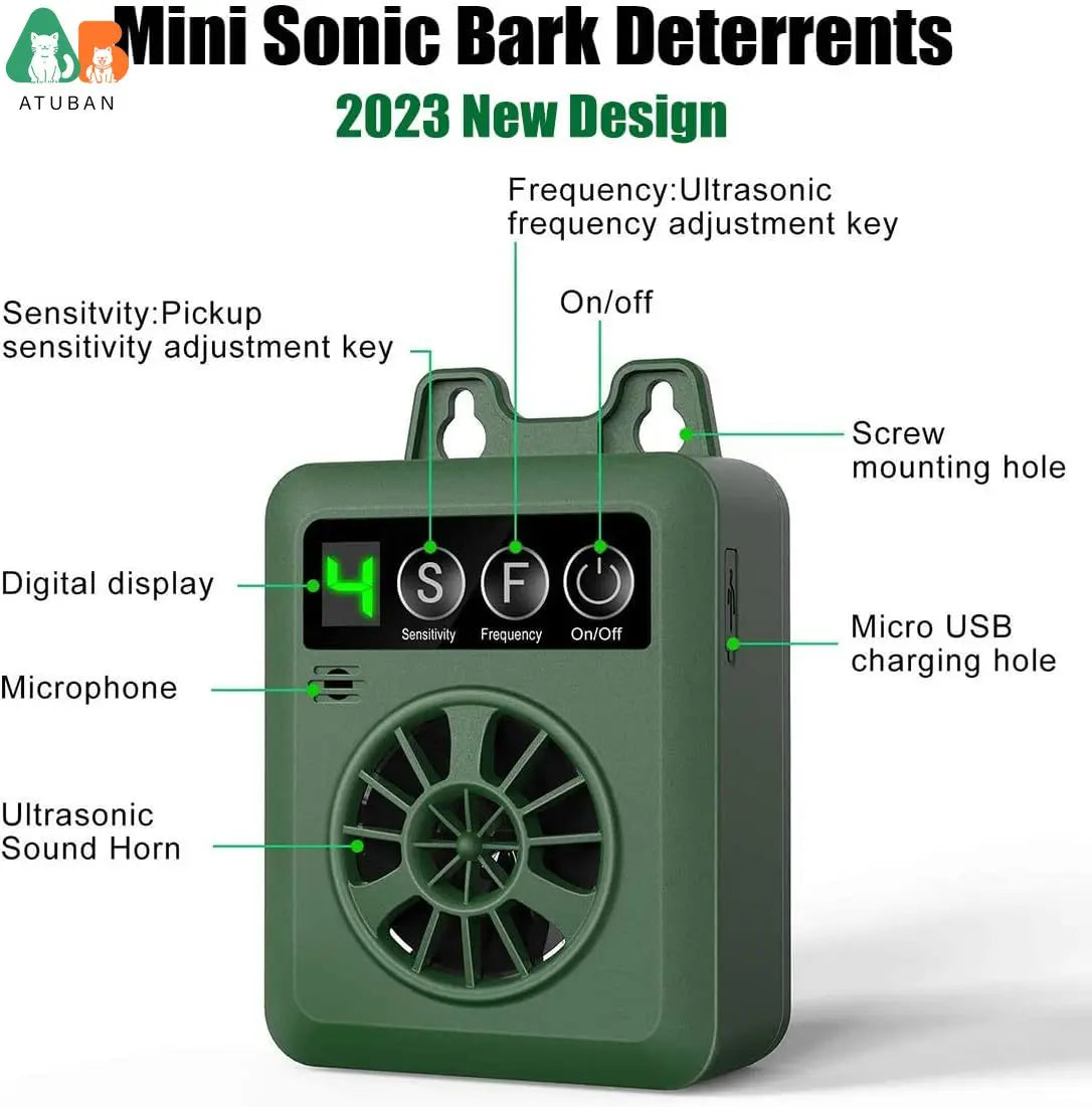 Dispositif anti-aboiement à ultrasons ATUBAN Control, dispositif anti-aboiement pour chien avec contrôle du niveau ultrasonique réglable Sonic