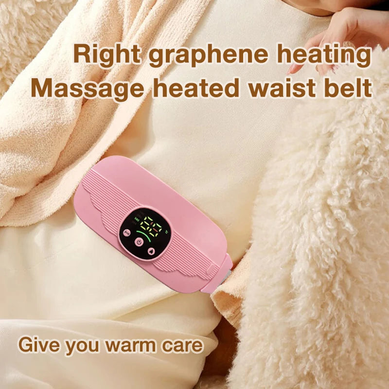 Menstrual Heating Pad Smart Warm Palace Belt Waist Vibration Massage Device Abdominal Massager for Cramps Period Pain Relief