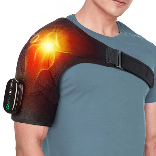 2 in 1 Electric Shoulder Brace 3 Gear Heated and Vibration Massage Shoulder Support Massage Belt Gifts for Parents Health Care